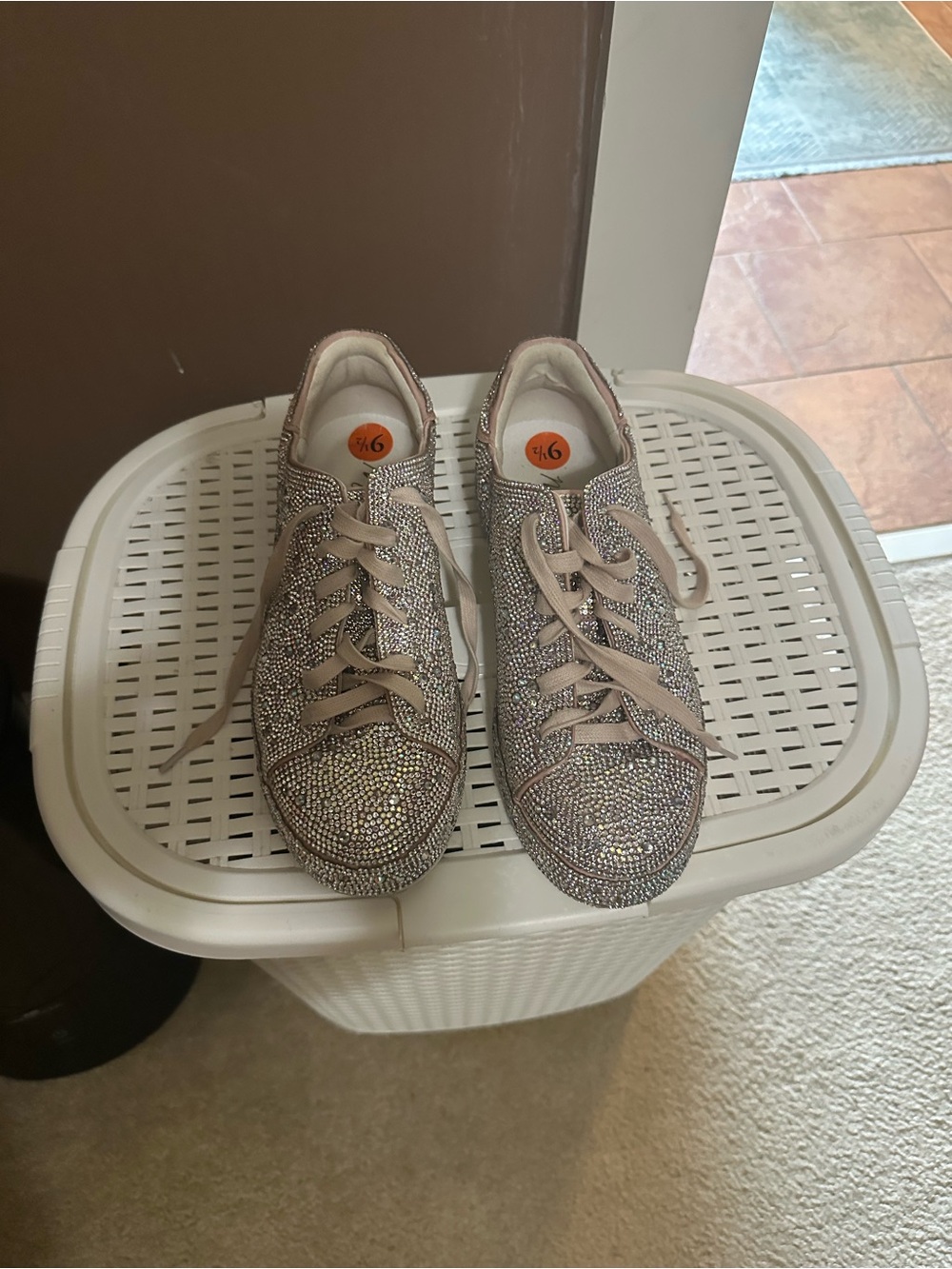 Matisse Rhinestone Lace-Up Sneakers - Blush Sparkle